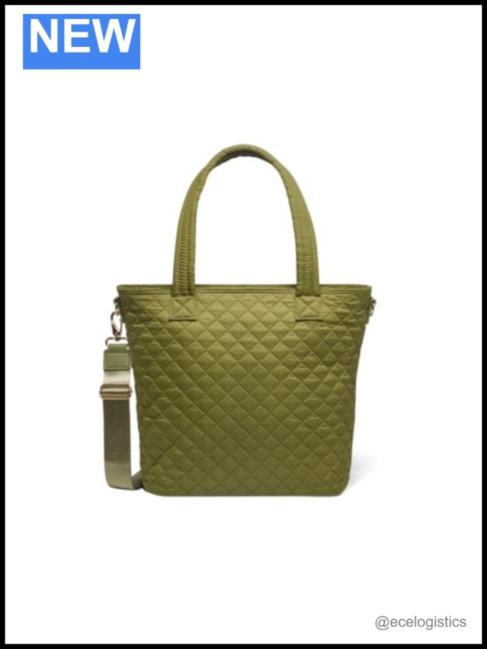 Quilted Nylon Tote Bag for Women, Medium Size with Laptop Sleeve, Adjustable